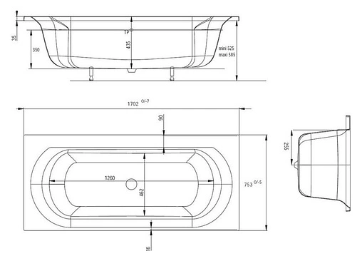 Ванна акриловая Jacob Delafon Elise 170x75 E60279RU-01
