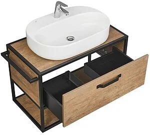 Тумба-умывальник подвесная Aquaton Лофт Фабрик 80 дуб кантри 1A2424K1LTDY0, 5