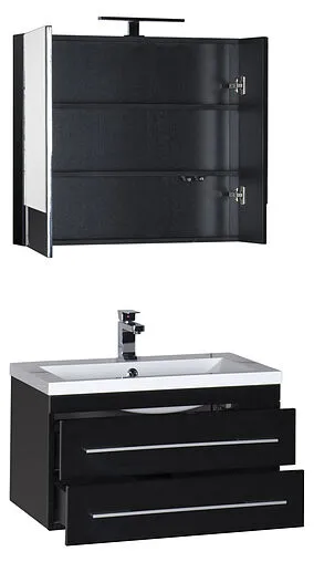 Шкаф-зеркало Aquanet Нота 75 чёрный 169190