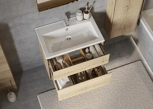 Тумба-умывальник подвесная Aquaton Либерти 75 дуб эльвезия 1A2795K0LYC70