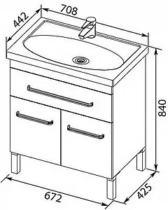 Тумба-умывальник напольная Aquanet Сиена 70 белый 00189223+00185343 Тумба-умывальник напольная Aquanet Сиена 70 белый 00189223+00185343, 2