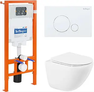 Комплект 5 в 1 BelBagno Amanda BB051CHR/BB051SC/BB002-80/BB014-SR-BIANCO с кнопкой белый глянцевый, 1