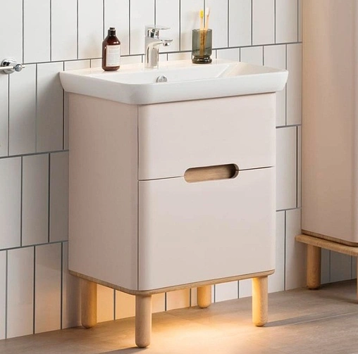 Тумба-умывальник VitrA Sento 80 белый/светлое дерево 60824