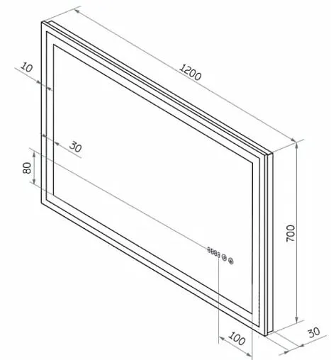 Зеркало с подсветкой Continent Mercury Led 120x70 с часами белый ЗЛП1043