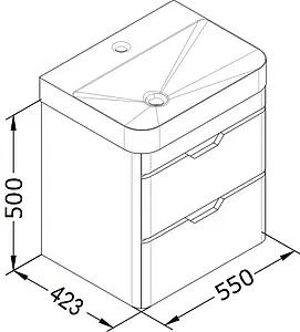 Тумба-умывальник подвесная ISVEA Fonte 57 серый 21SQS104058I+10SQ50057SV, 2