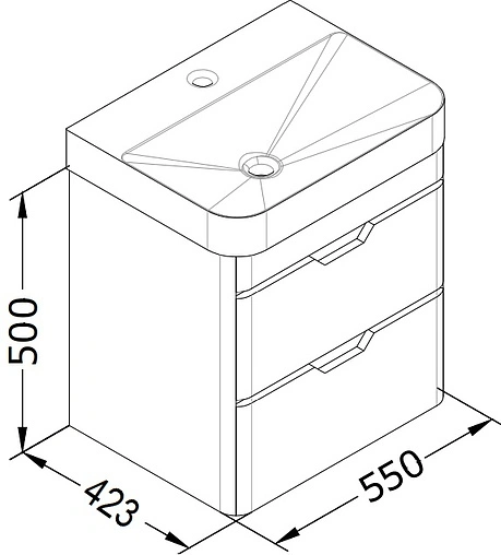 Тумба-умывальник подвесная ISVEA Fonte 57 серый 21SQS104058I+10SQ50057SV Тумба-умывальник подвесная ISVEA Fonte 57 серый 21SQS104058I+10SQ50057SV