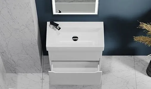 Тумба-умывальник подвесная Raval Brik 65 белый Brk.01.65/P/W/RL+17065-KL