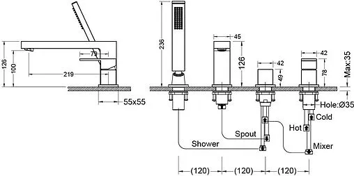 Смеситель на борт ванны на 4 отверстия Aquatek Либра чёрный матовый AQ1648MB Смеситель на борт ванны на 4 отверстия Aquatek Либра чёрный матовый AQ1648MB