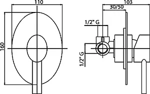 Смеситель для душа скрытого монтажа Cezares Over хром OVER-DIM-01-Cr Смеситель для душа скрытого монтажа Cezares Over хром OVER-DIM-01-Cr, 2
