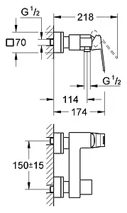 Смеситель для душа Grohe Eurocube хром 23145000, 5