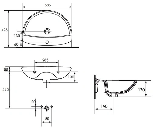 Раковина MITO Red 60 белый S-UM-MIR60/1-w Раковина MITO Red 60 белый S-UM-MIR60/1-w