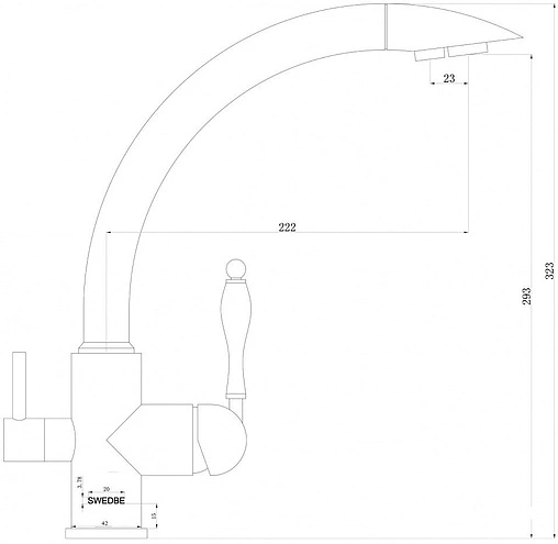Смеситель для кухни с подключением к фильтру Swedbe Selene Plus медь 8044М