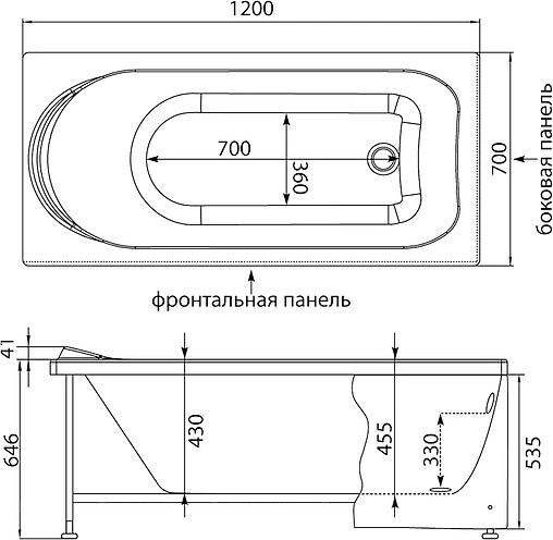 Ванна акриловая Aquanet West 120x70 00204050 Ванна акриловая Aquanet West 120x70 00204050