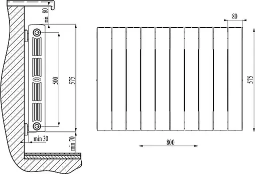 Радиатор биметаллический 10 секций Rifar SUPReMO 500 RS50010