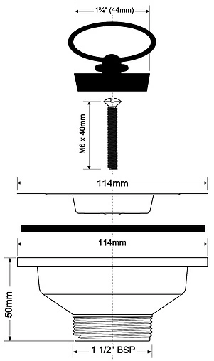 Выпуск для мойки Mc Alpine полированная сталь MRSKW6