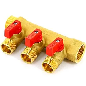 Коллектор запорный проходной 3 отвода ¾"в/н x ½"к Tiemme NINO 1820001 Коллектор запорный проходной 3 отвода ¾"в/н x ½"к Tiemme NINO 1820001, 2