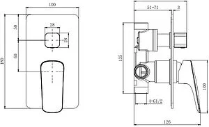 Смеситель для ванны скрытого монтажа Aquatek Вега хром AQ1046CR Смеситель для ванны скрытого монтажа Aquatek Вега хром AQ1046CR, 2
