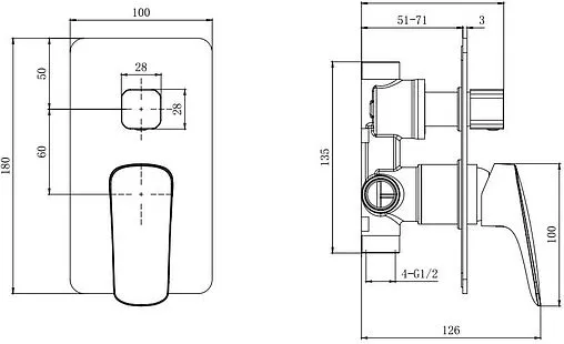 Смеситель для ванны скрытого монтажа Aquatek Вега хром AQ1046CR