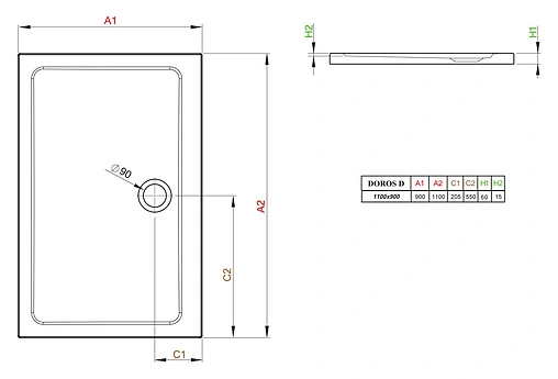 Поддон для душа Radaway Doros D90x110 SDRD1190-01