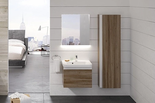 Тумба под умывальник подвесная Ravak 10° SD 55 тёмный орех/белый X000000735