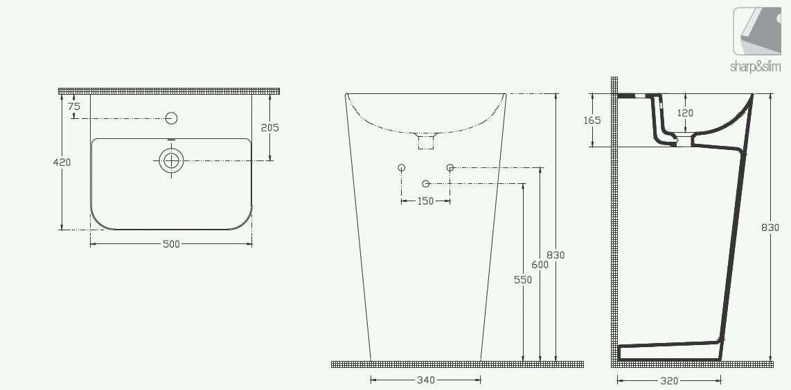 Раковина ISVEA Sott'Aqua 50 антрацит 10SQ37001-2C