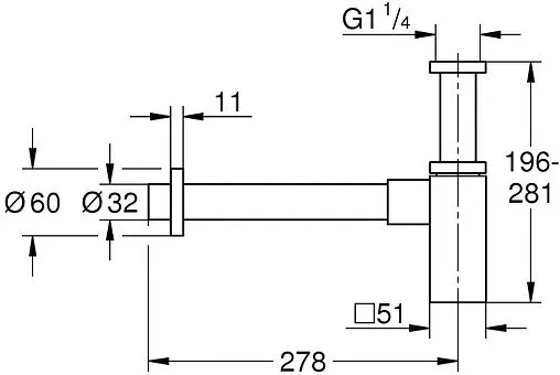 Сифон бутылочный для раковины Grohe тёмный графит матовый 40564AL0 Сифон бутылочный для раковины Grohe тёмный графит матовый 40564AL0
