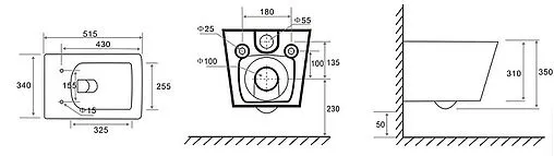 Унитаз подвесной безободковый TECEspring S Tornado белый 9700996