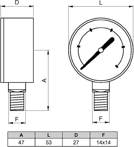 Манометр радиальный Genebre 50мм 16 бар ¼&quot; 3820 016