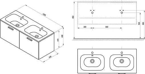 Тумба-умывальник подвесная Ravak SD Chrome II 120 белый X000001775+