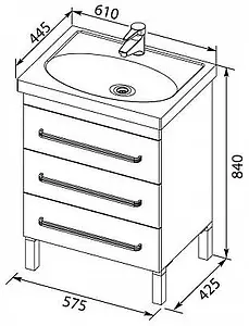 Тумба-умывальник напольная Aquanet Сиена 60 белый 00186368+00185476 Тумба-умывальник напольная Aquanet Сиена 60 белый 00186368+00185476, 2