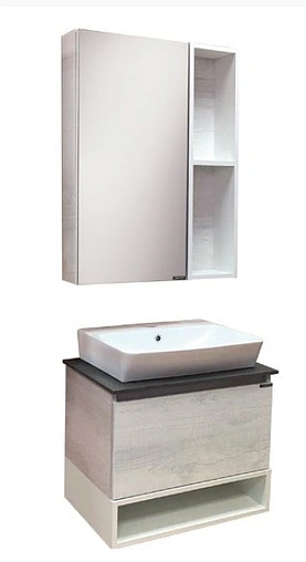 Тумба-умывальник подвесная Comforty Прага 60 дуб белый/антрацит 00-00003465CF