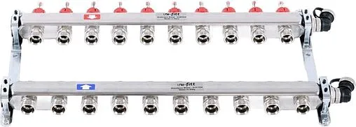 Группа коллекторная с расходомерами 10 отводов 1&quot;в/в x ¾&quot;ек Uni-fitt 450I4310