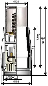 Головка термостатическая M30x1.5 Schlosser Mini белый/хром 601100030 Головка термостатическая M30x1.5 Schlosser Mini белый/хром 601100030, 2