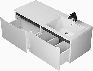 Тумба-умывальник подвесная Uperwood Tanos 120 R белый с графитовыми вставками 291021018 Тумба-умывальник подвесная Uperwood Tanos 120 R белый с графитовыми вставками 291021018, 3