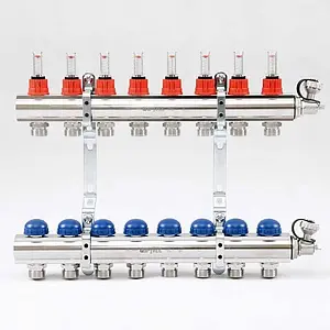 Группа коллекторная с расходомерами 8 отводов 1&quot;в/в x ¾&quot;ек Uni-fitt 440E4308, 1