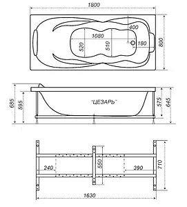 Ванна акриловая Triton Цезарь 180x80 Н0000000219 Ванна акриловая Triton Цезарь 180x80 Н0000000219, 2