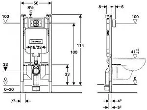 Инсталляция для подвесного унитаза Geberit Alpha 8 458.175.00.1 Инсталляция для подвесного унитаза Geberit Alpha 8 458.175.00.1, 2