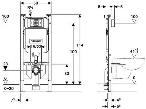 Инсталляция для подвесного унитаза Geberit Alpha 8 458.175.00.1