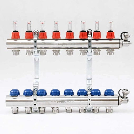 Группа коллекторная с расходомерами 8 отводов 1&quot;в/в x ¾&quot;ек Uni-fitt 440E4308