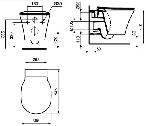 Унитаз подвесной безободковый Ideal Standard Connect Air Rimless белый K819501