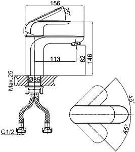 Смеситель для раковины D&K Venice Gondola чёрный матовый DA1022118 Смеситель для раковины D&K Venice Gondola чёрный матовый DA1022118, 2
