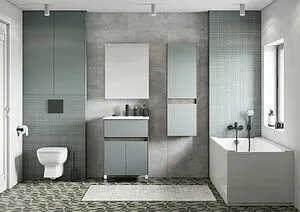 Шкаф-пенал подвесной Aquaton Форес 40 дуб рошелье/сумеречный голубой 1A278603FR9C0, 4