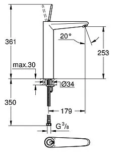 Смеситель для раковины Grohe Eurodisc Joy белый 23428LS0 Смеситель для раковины Grohe Eurodisc Joy белый 23428LS0, 2