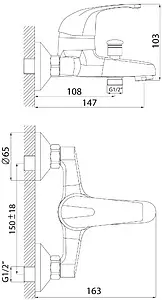 Смеситель для ванны Rossinka хром D40-31 Смеситель для ванны Rossinka хром D40-31, 2