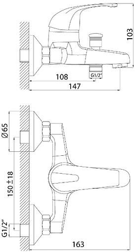 Смеситель для ванны Rossinka хром D40-31