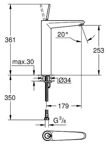 Смеситель для раковины Grohe Eurodisc Joy белый 23428LS0 Смеситель для раковины Grohe Eurodisc Joy белый 23428LS0