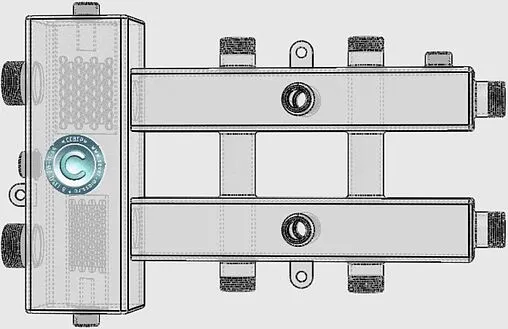 Распределительный коллектор 3 контура с гидрострелкой 1¼&quot;н x 1&quot;н Север-М3 1925009