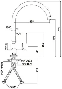 Смеситель для кухни Paffoni Ringo чёрный матовый RIN180NO Смеситель для кухни Paffoni Ringo чёрный матовый RIN180NO, 2