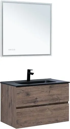 Тумба-умывальник подвесная Aquanet Алвита New 80 дуб веллингтон/табак 00334186+00254364