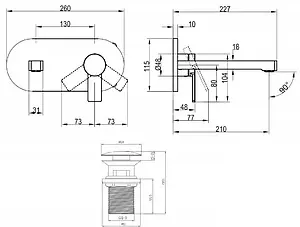 Смеситель для раковины из стены Villeroy&Boch Architectura хром TVW10311211061 Смеситель для раковины из стены Villeroy&Boch Architectura хром TVW10311211061, 2